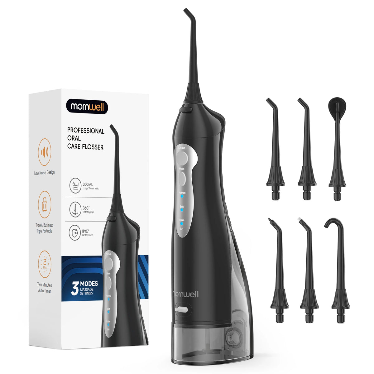 Portable Cordless Water Flosser – 3 Modes & 6 Jet Tips