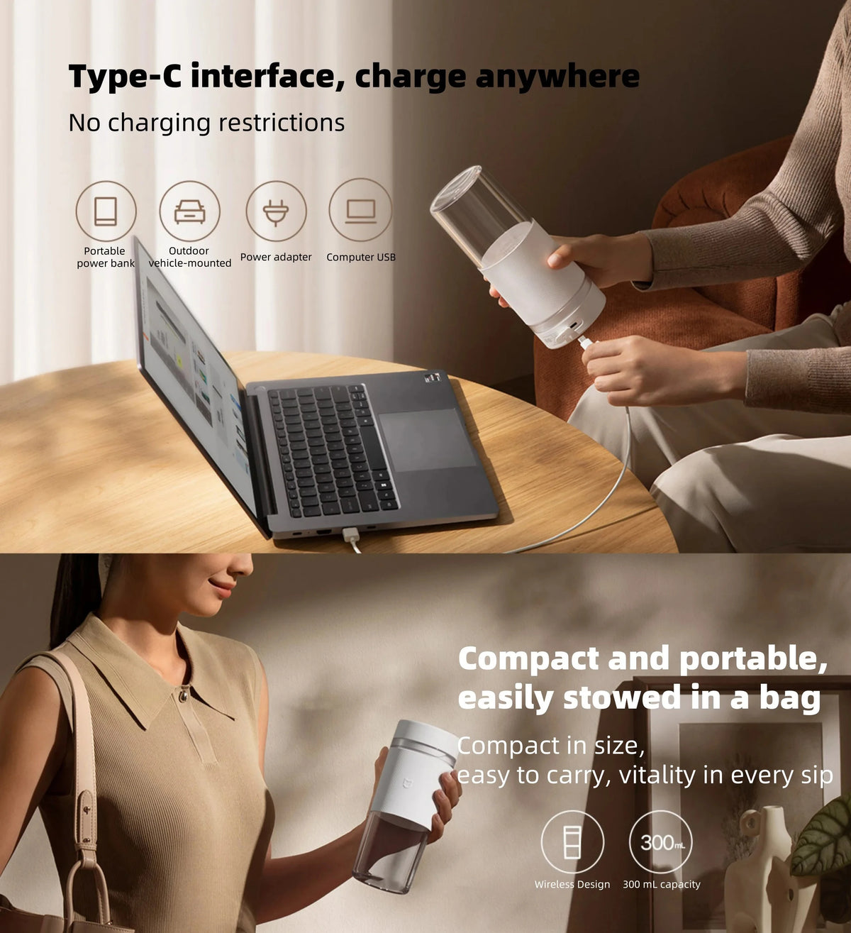 Portable USB Rechargeable Blender & Smoothie Maker