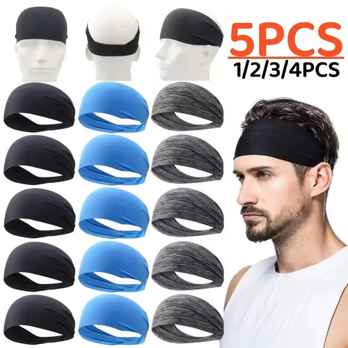 5-Pack Quick-Dry Sports Headbands – Breathable & Non-Slip
