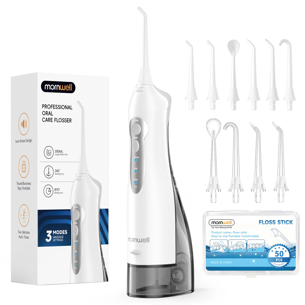 Portable Cordless Water Flosser – 3 Modes & 6 Jet Tips