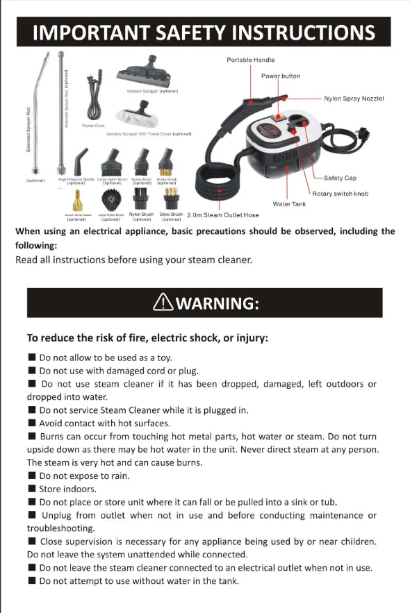 Multipurpose High-Temperature Steam Cleaner