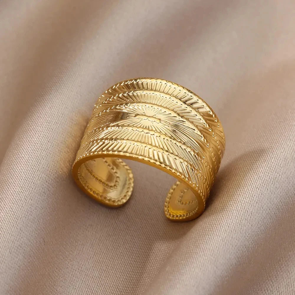 Gold Adjustable Statement Ring for Women – 316L Stainless Steel