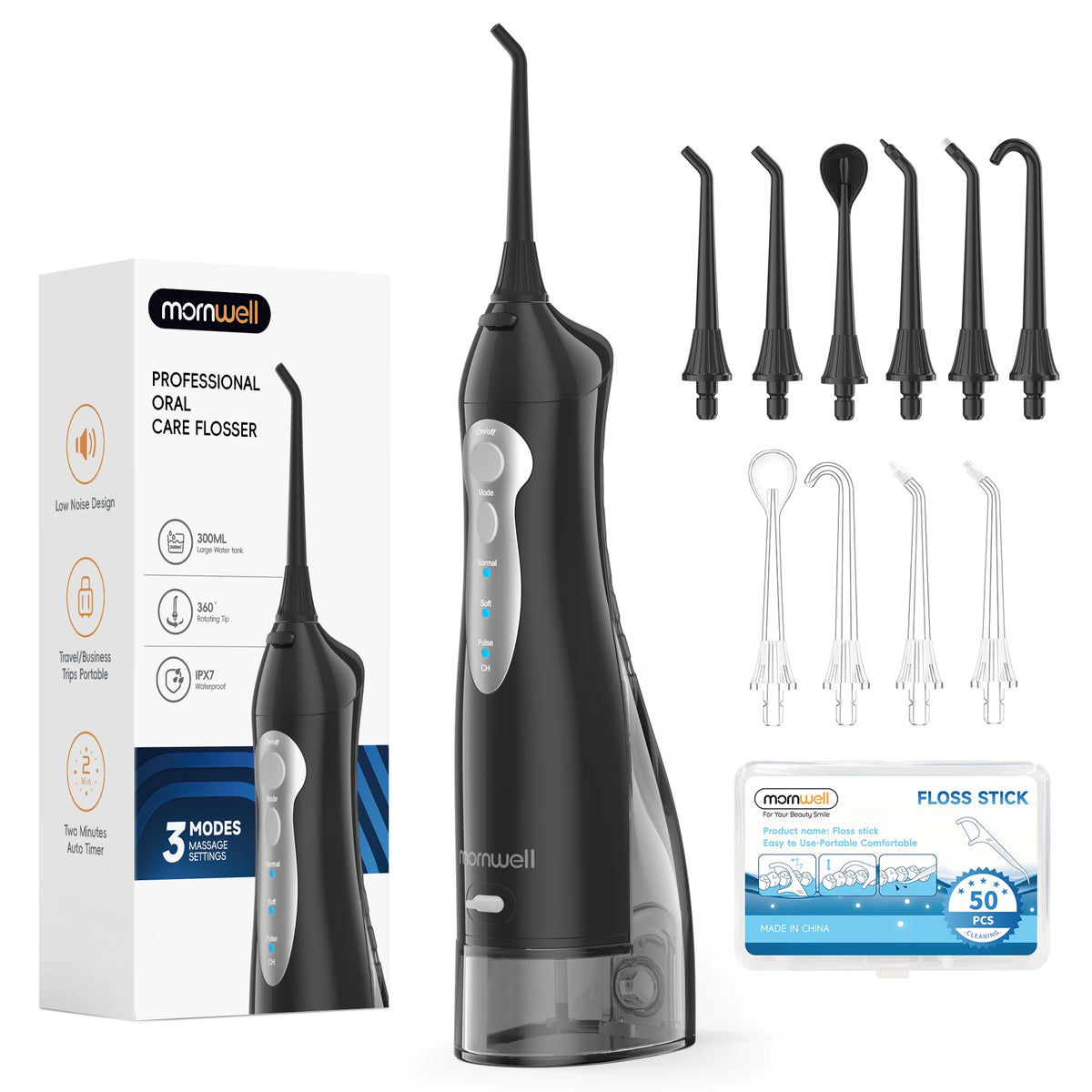 Portable Cordless Water Flosser – 3 Modes & 6 Jet Tips
