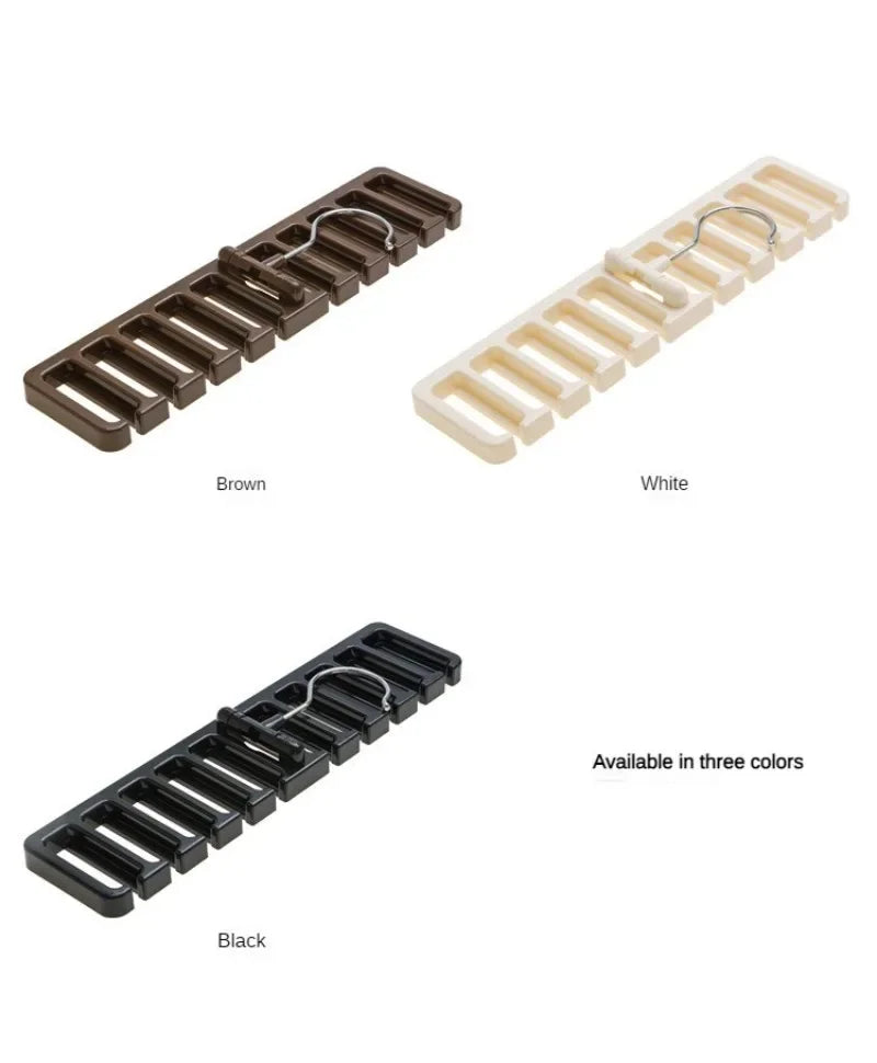 Wooden Wall-Mounted Belt & Tie Organizer Rack