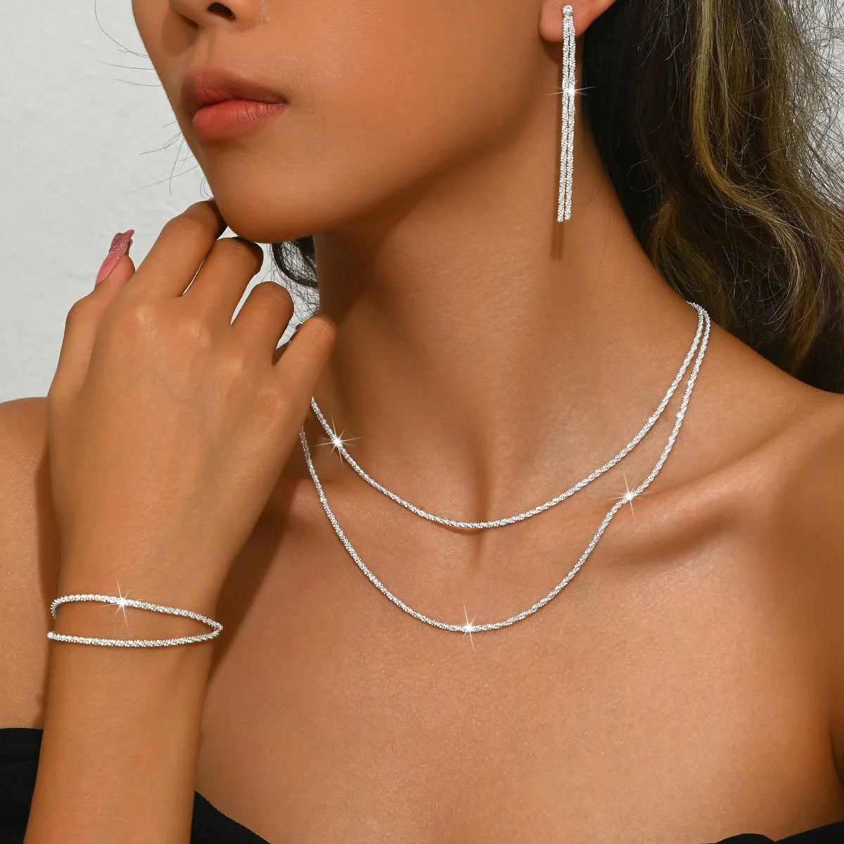 Celestial Silver Necklace & Bracelet Set