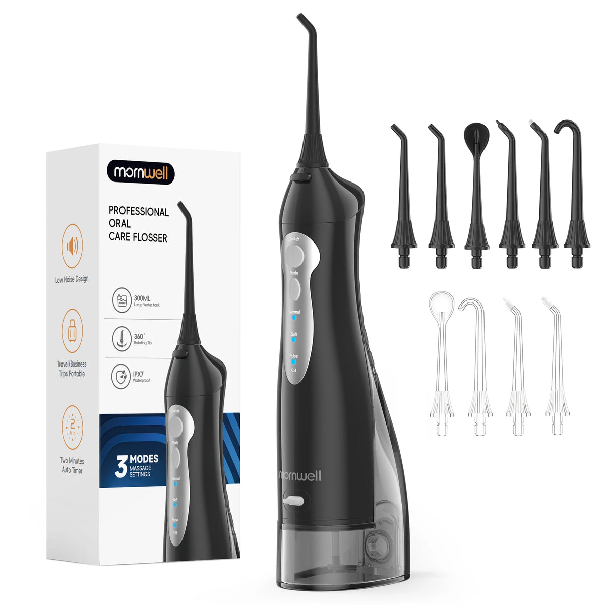 Portable Cordless Water Flosser – 3 Modes & 6 Jet Tips