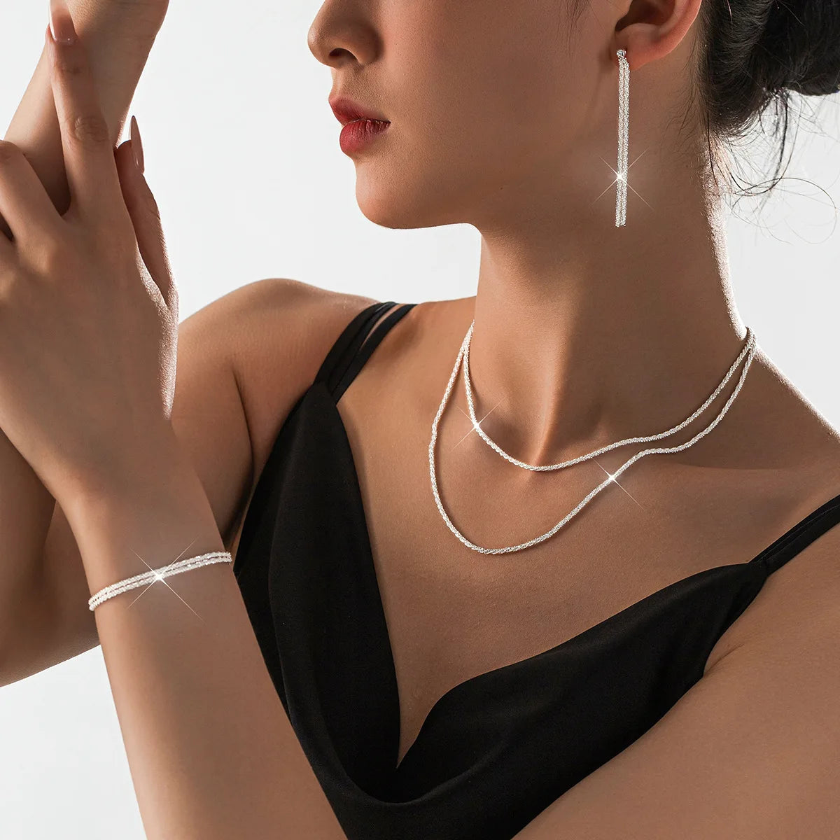 Celestial Silver Necklace & Bracelet Set