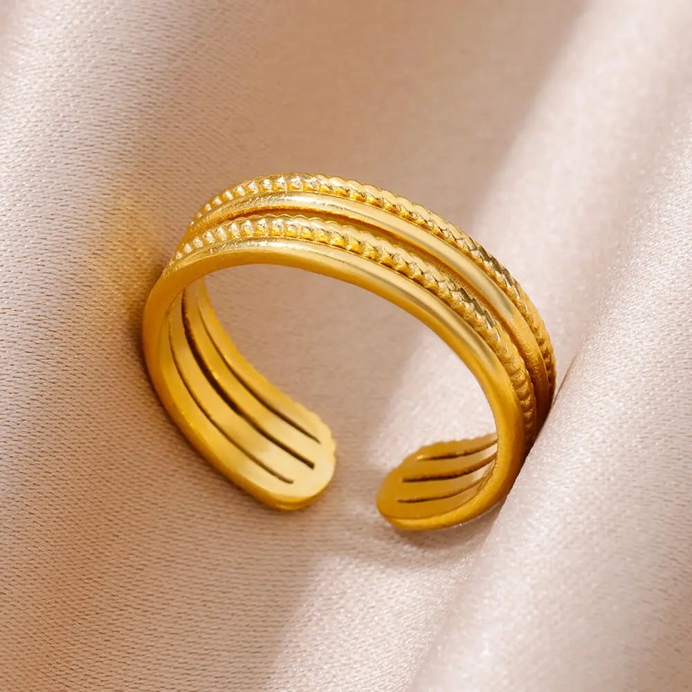 Gold Adjustable Statement Ring for Women – 316L Stainless Steel