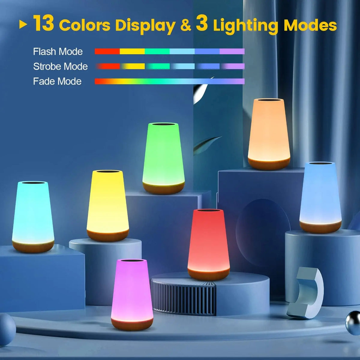 Rechargeable 13-Color RGB Touch Night Light