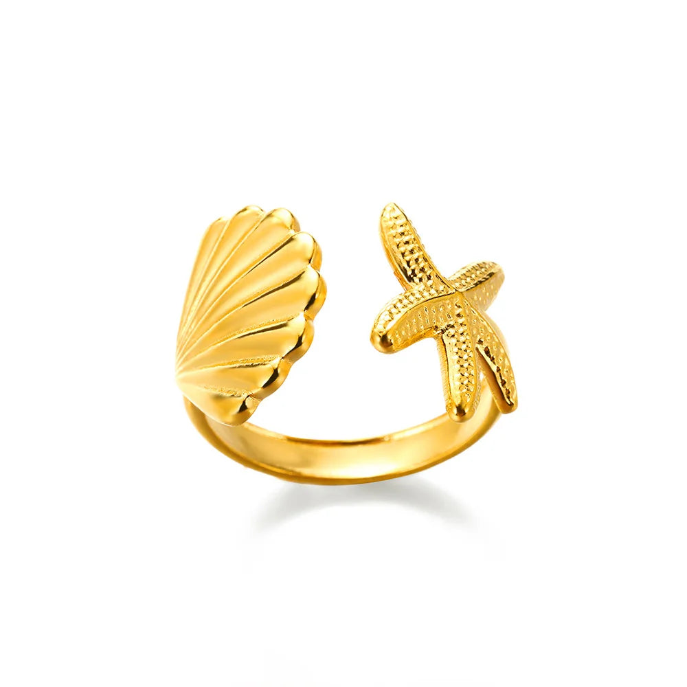 Gold Adjustable Statement Ring for Women – 316L Stainless Steel