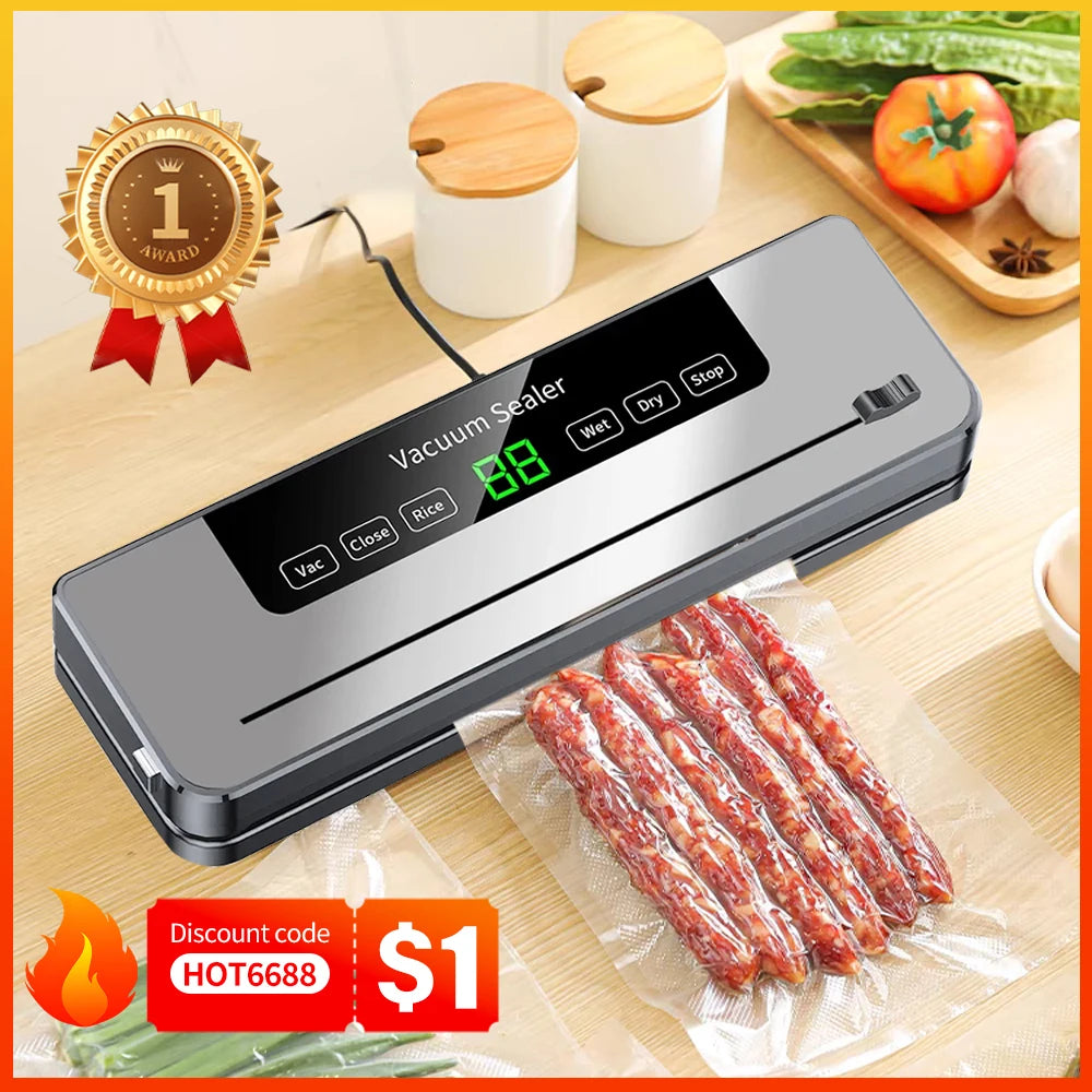 Automatic Vacuum Food Sealer with Built-In Cutter