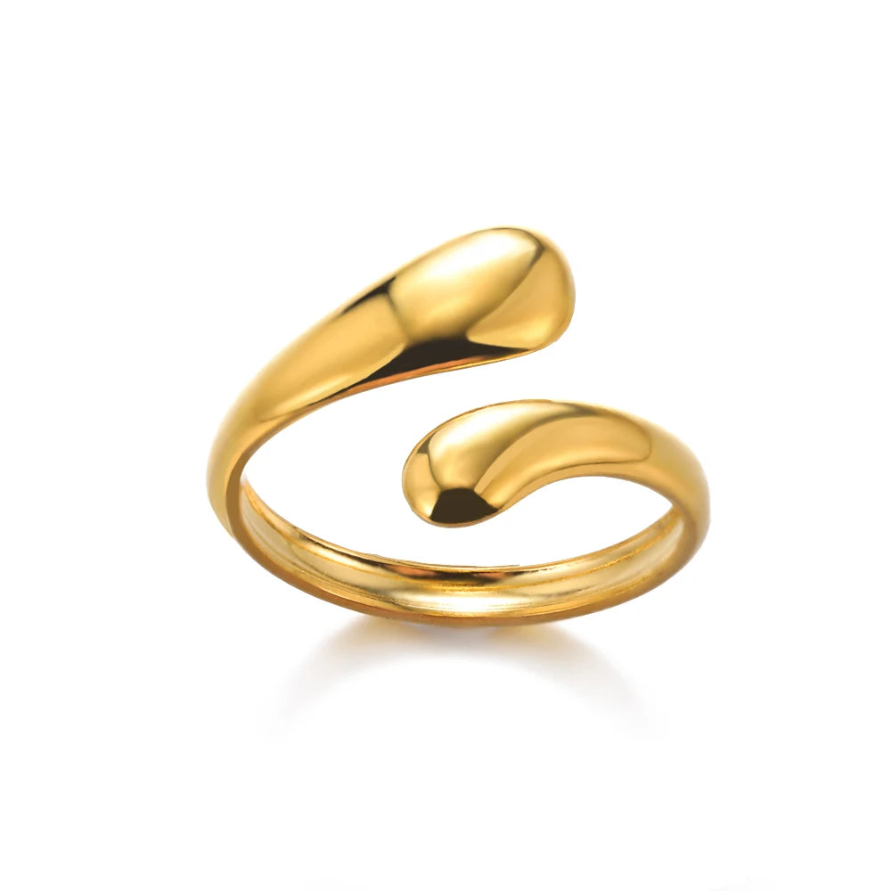 Gold Adjustable Statement Ring for Women – 316L Stainless Steel