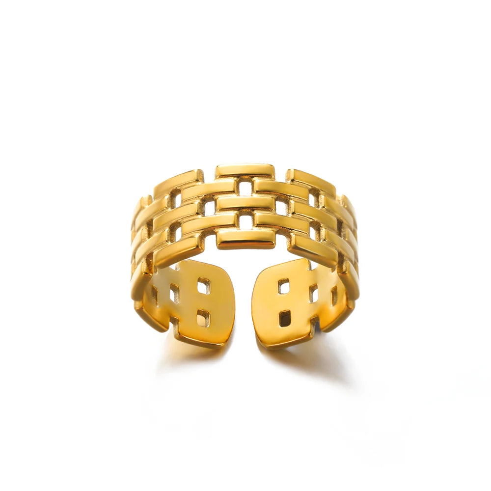 Gold Adjustable Statement Ring for Women – 316L Stainless Steel