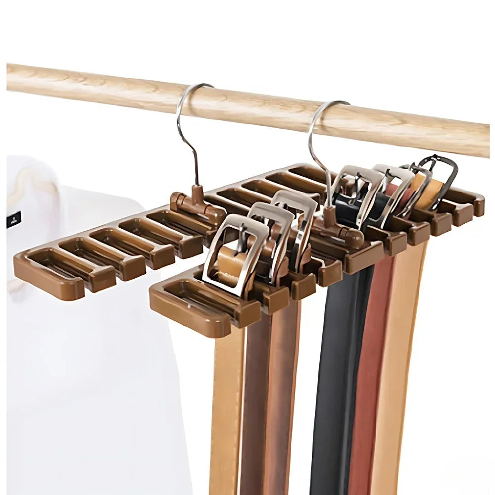 Wooden Wall-Mounted Belt & Tie Organizer Rack