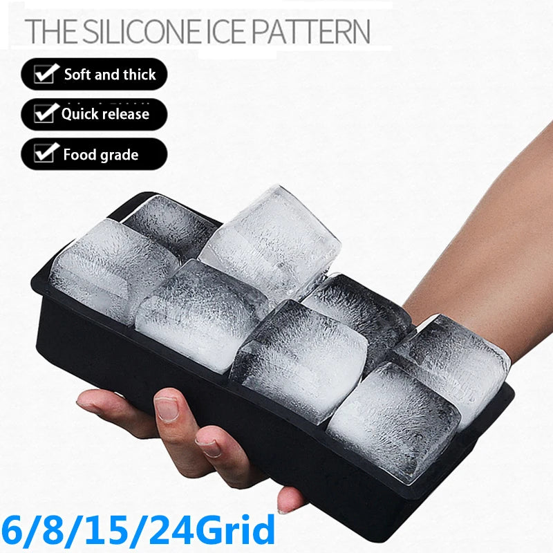 Large Silicone Ice Cube Tray with Lid
