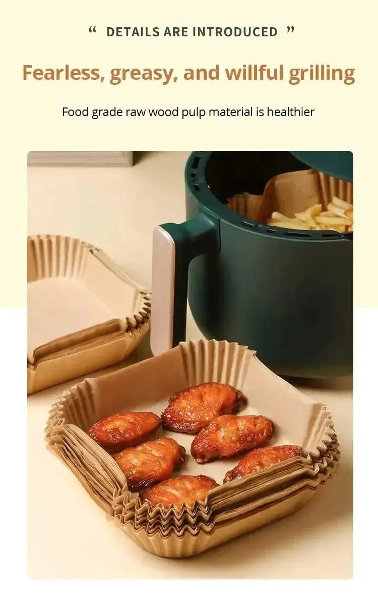 50-Pack Disposable Air Fryer Paper Liners