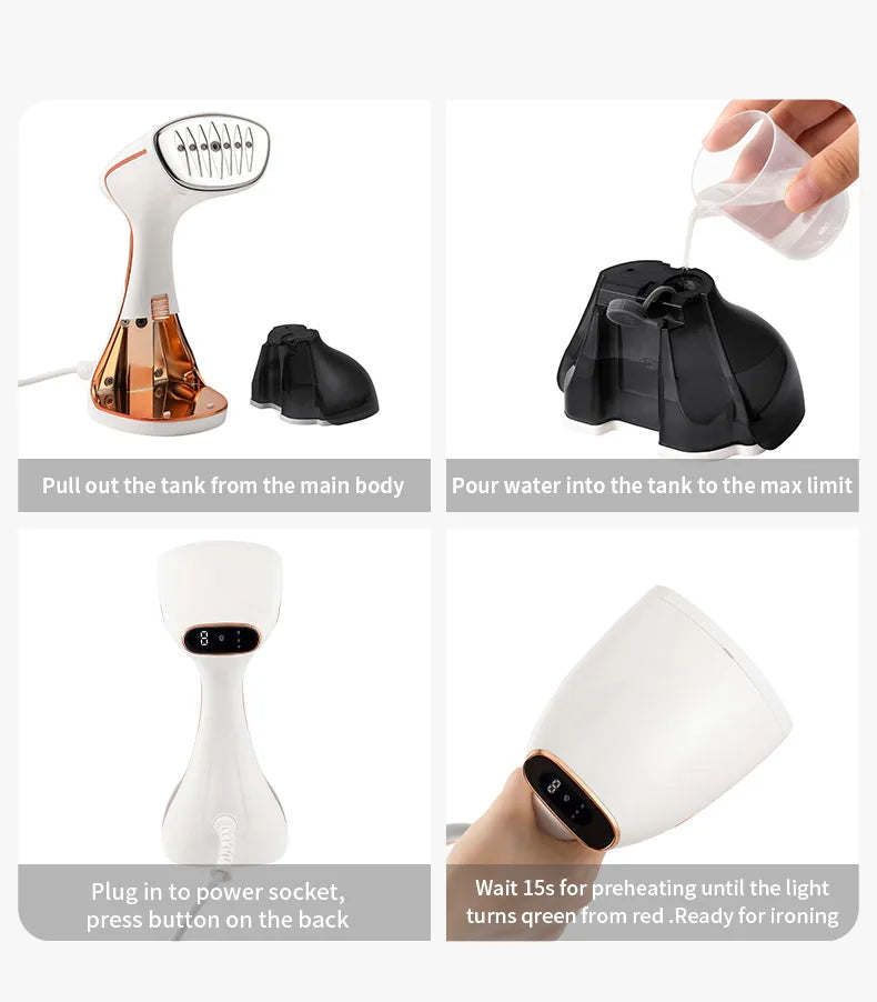 1800W Handheld Garment Steamer with Touchscreen
