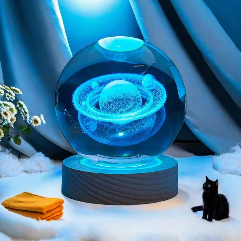 Crystal Ball 3D Saturn & Solar System LED Night Light