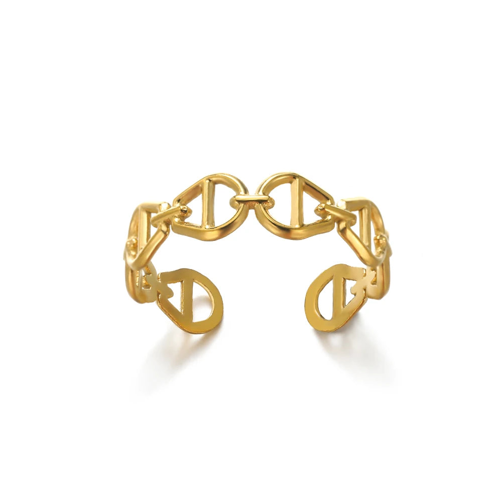 Gold Adjustable Statement Ring for Women – 316L Stainless Steel