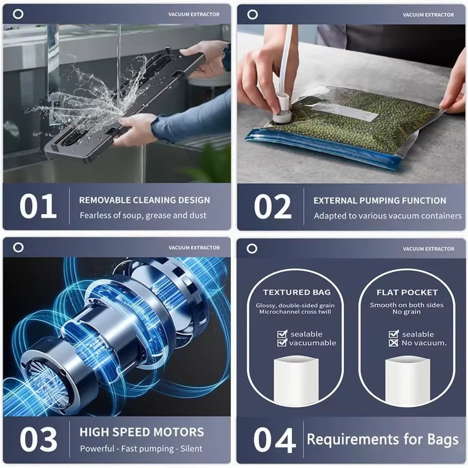 Automatic Vacuum Food Sealer with Built-In Cutter