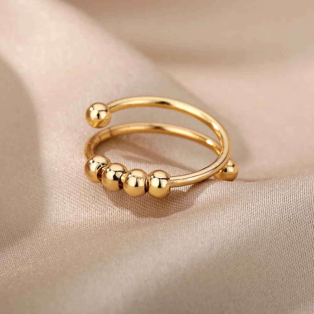 Gold Adjustable Statement Ring for Women – 316L Stainless Steel