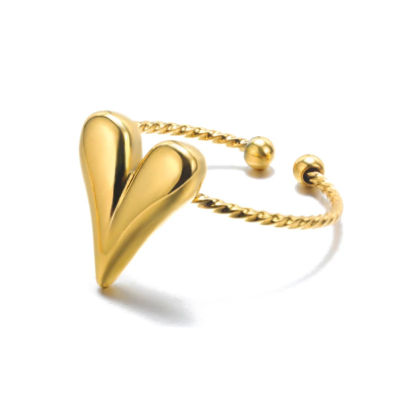 Gold Adjustable Statement Ring for Women – 316L Stainless Steel