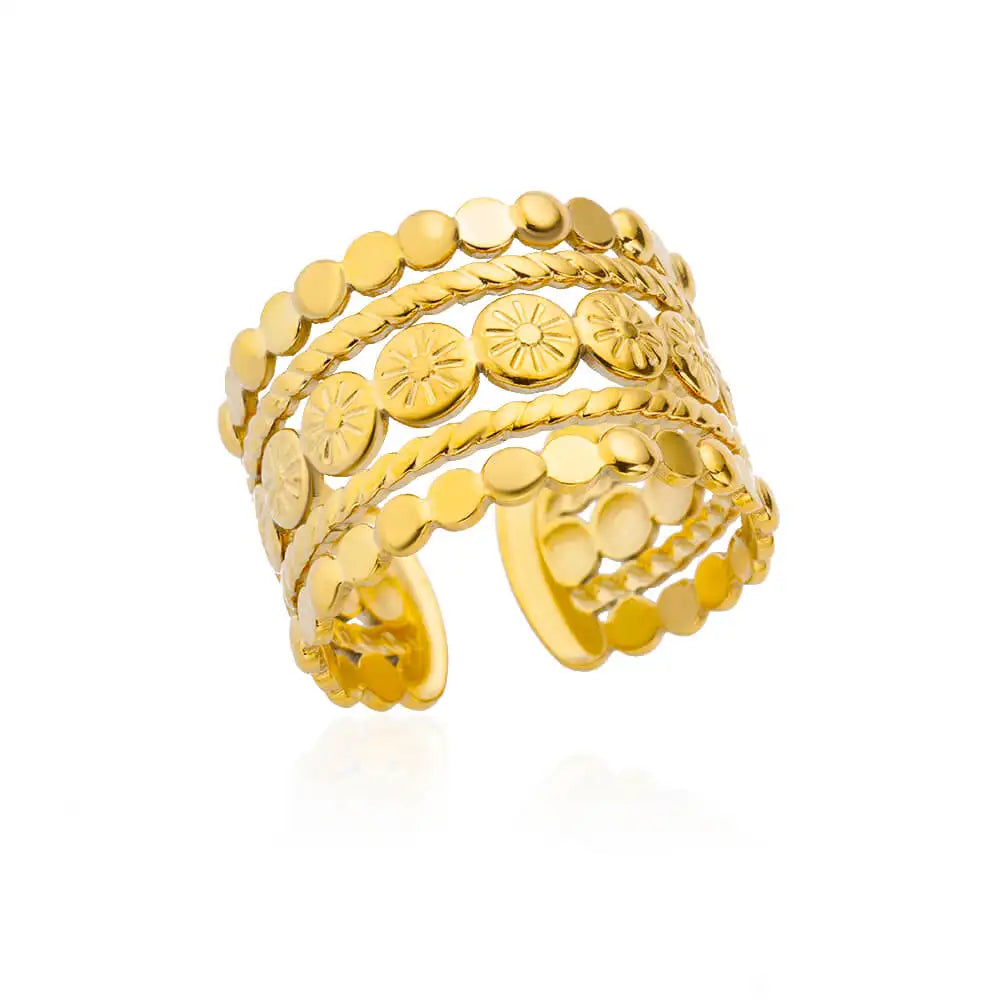 Gold Adjustable Statement Ring for Women – 316L Stainless Steel