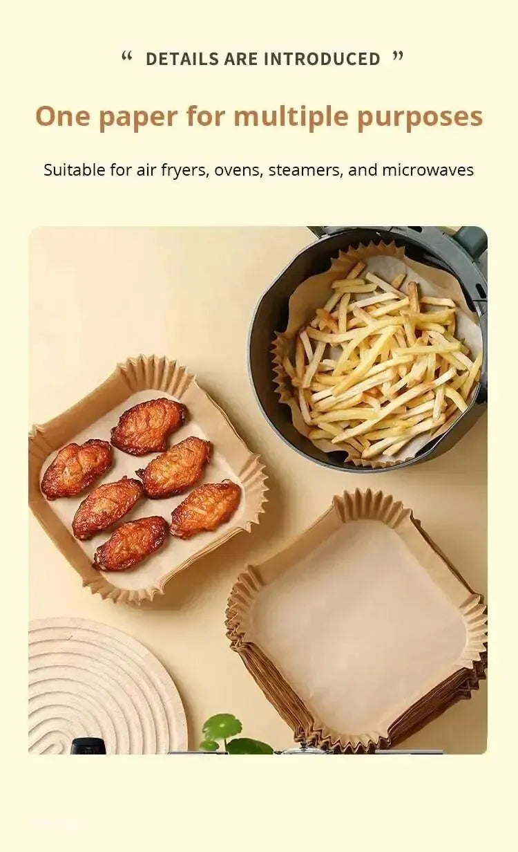 50-Pack Disposable Air Fryer Paper Liners