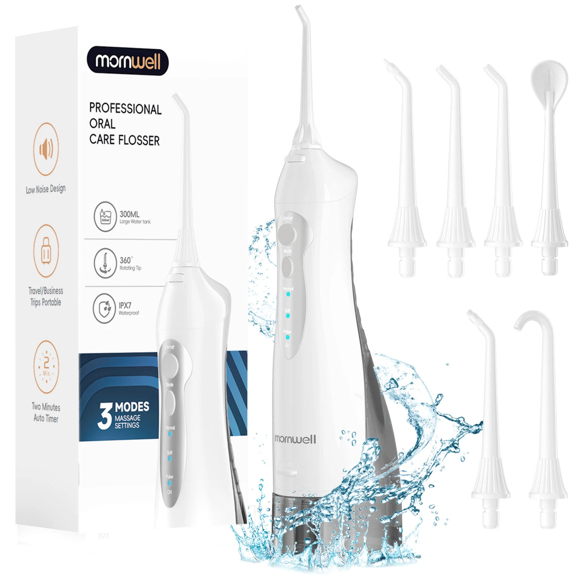 Portable Cordless Water Flosser – 3 Modes & 6 Jet Tips