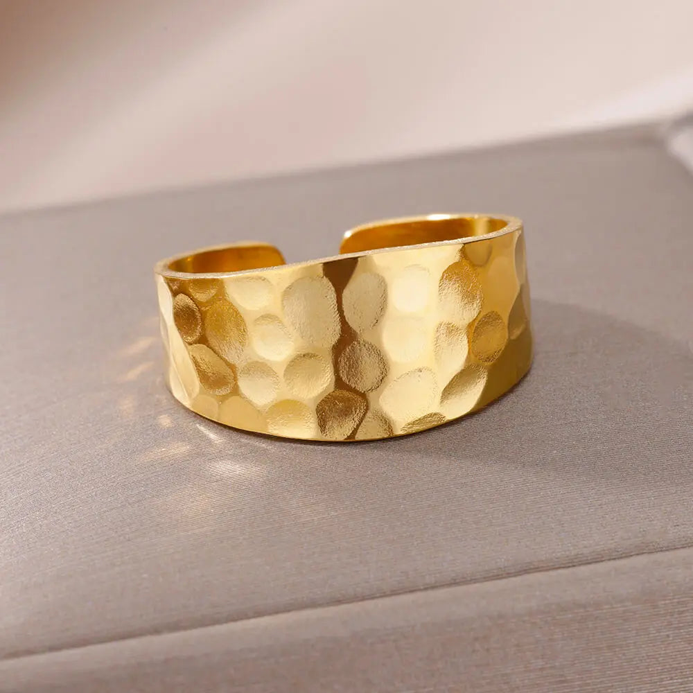 Gold Adjustable Statement Ring for Women – 316L Stainless Steel
