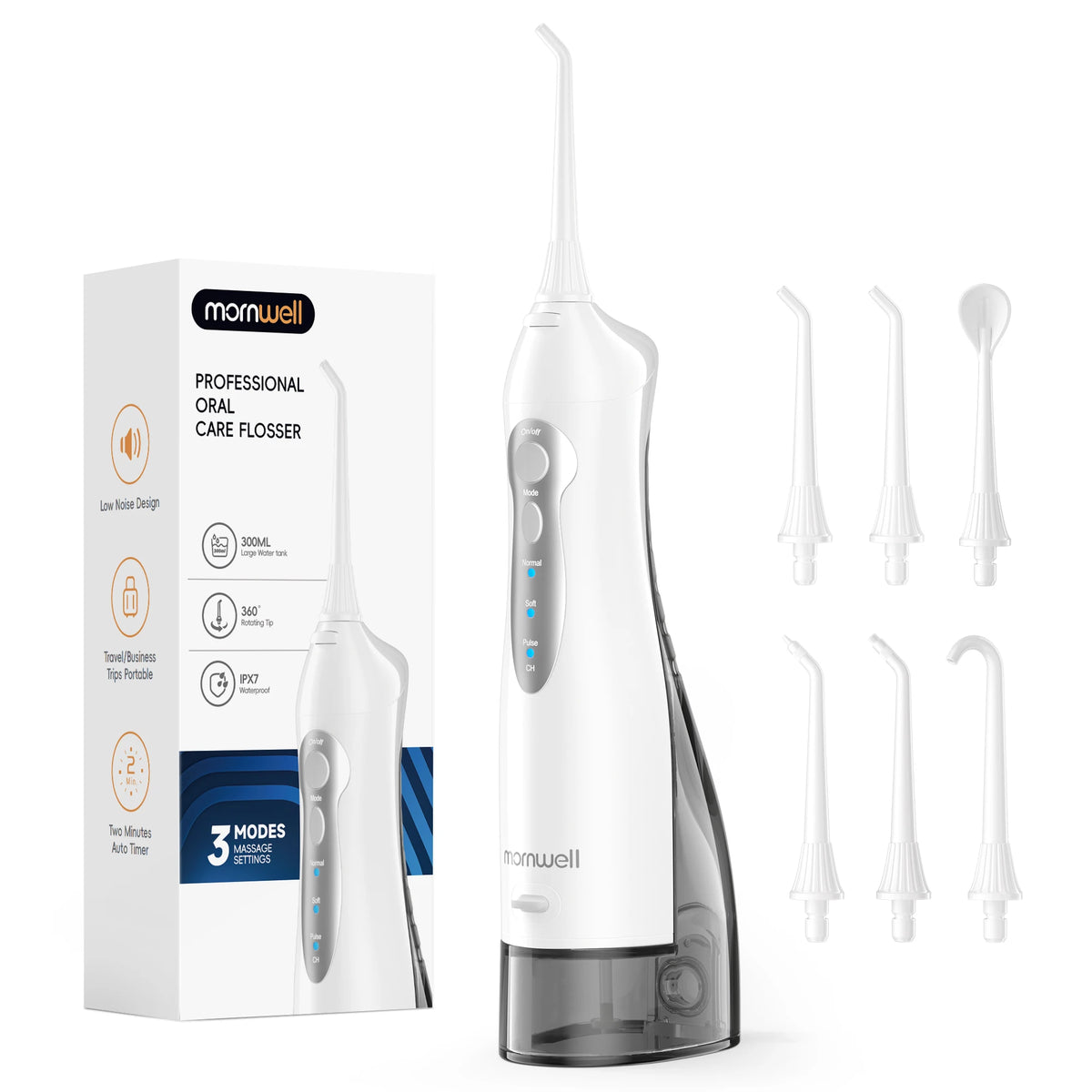 Portable Cordless Water Flosser – 3 Modes & 6 Jet Tips
