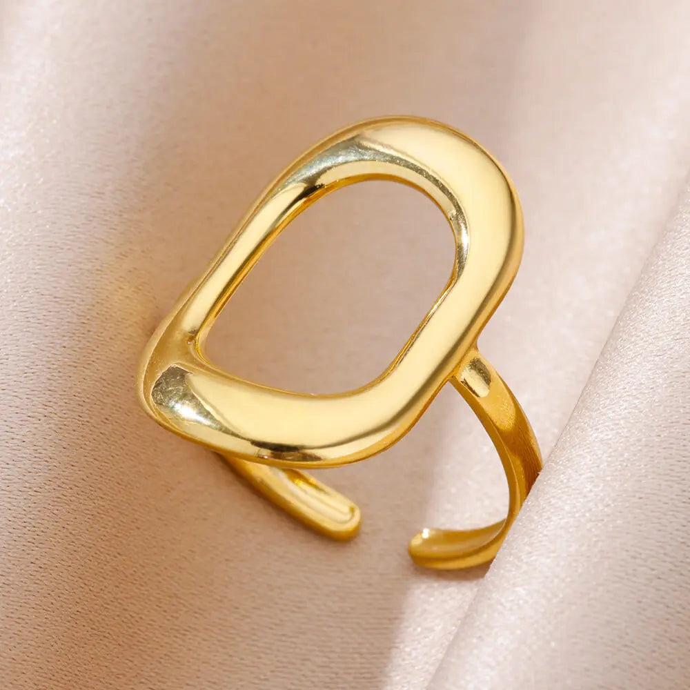 Gold Adjustable Statement Ring for Women – 316L Stainless Steel