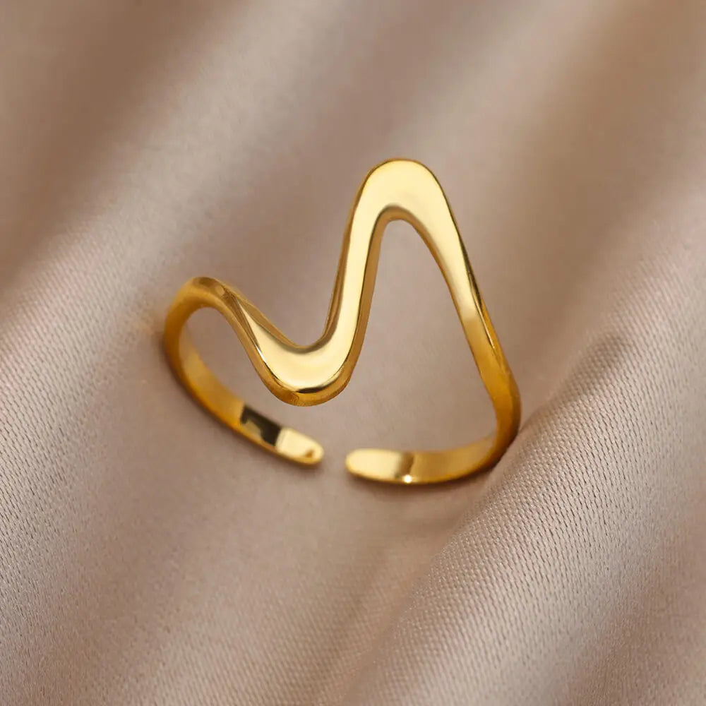 Gold Adjustable Statement Ring for Women – 316L Stainless Steel