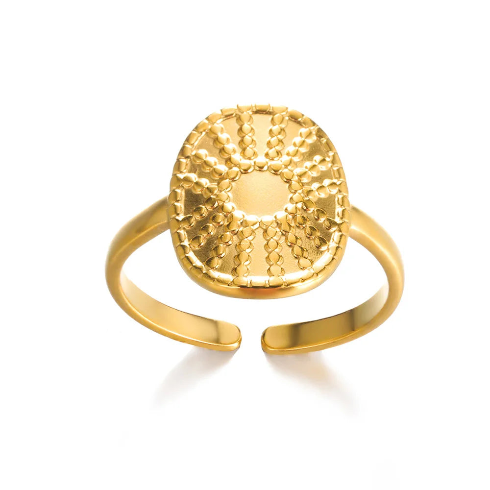 Gold Adjustable Statement Ring for Women – 316L Stainless Steel