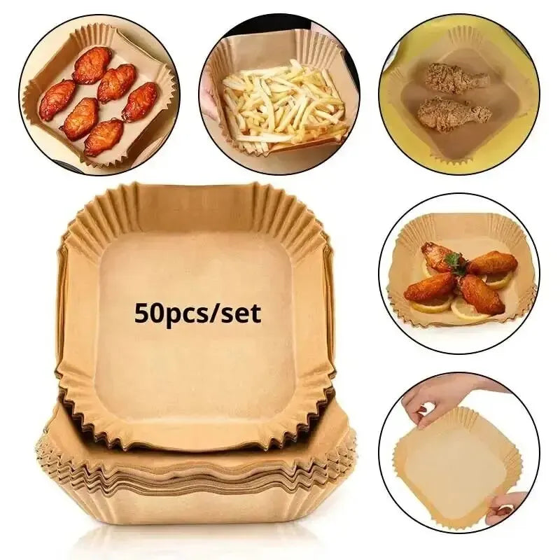 50-Pack Disposable Air Fryer Paper Liners