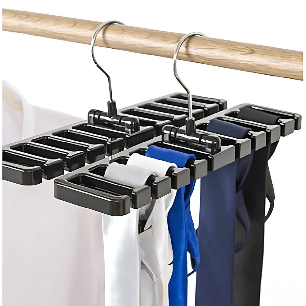 Wooden Wall-Mounted Belt & Tie Organizer Rack