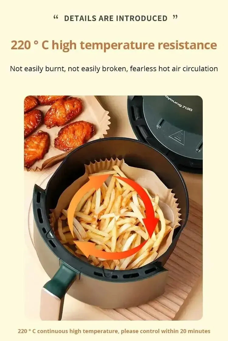 50-Pack Disposable Air Fryer Paper Liners