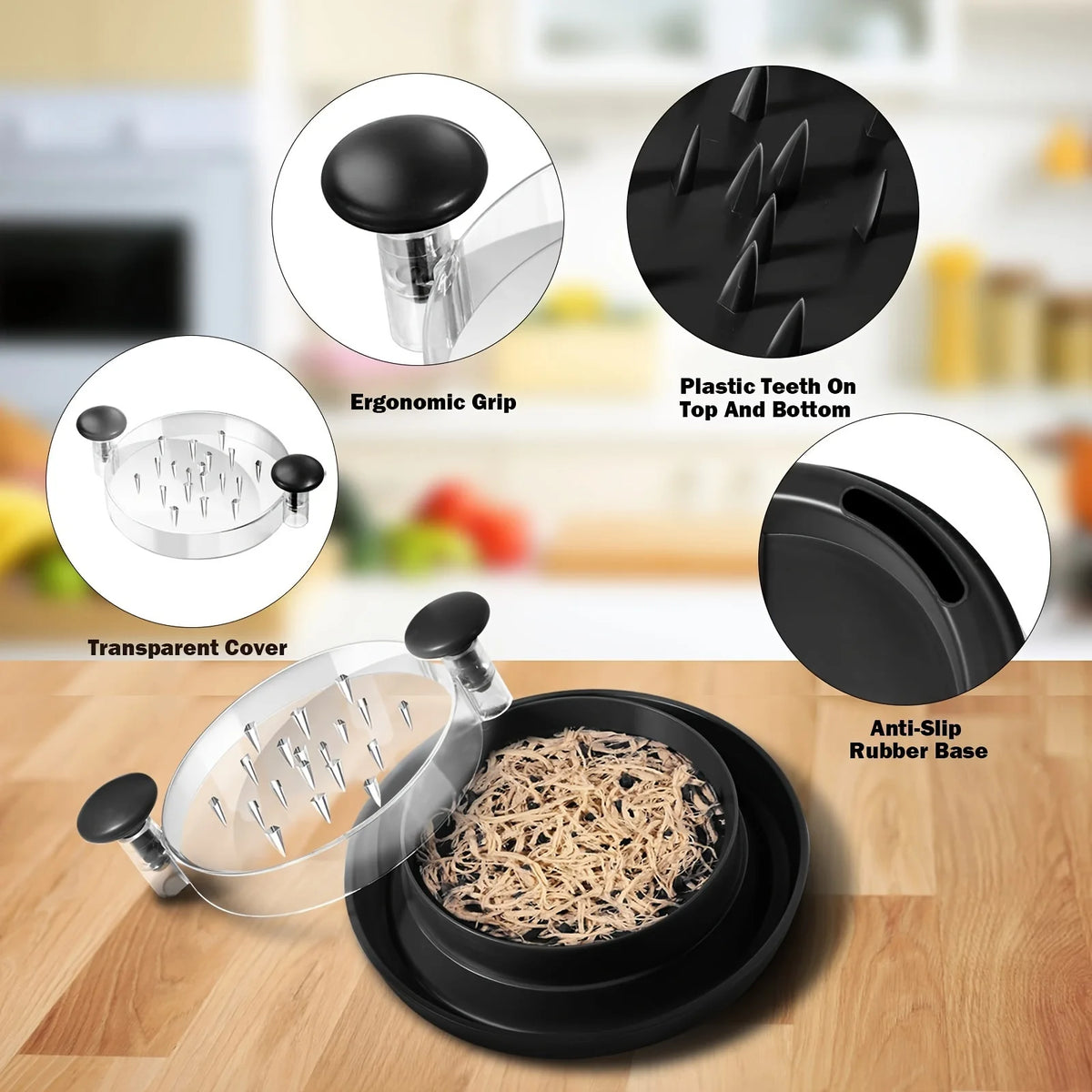Rotating Chicken Shredder with Clear Lid