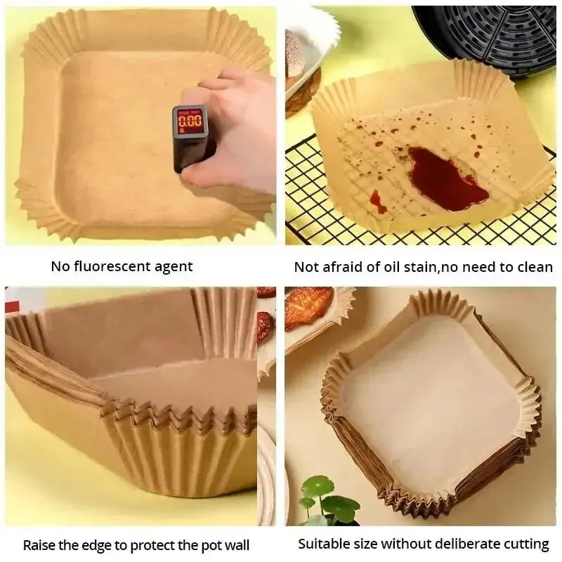 50-Pack Disposable Air Fryer Paper Liners