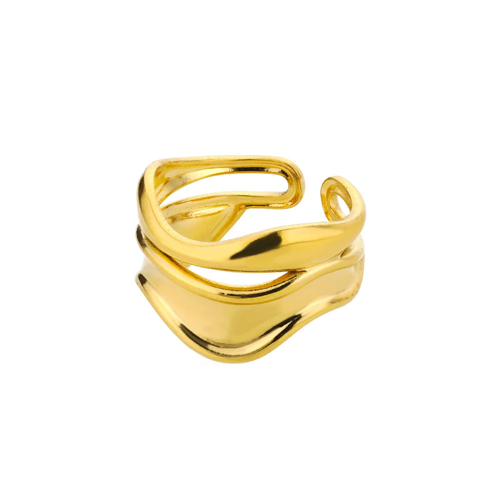 Gold Adjustable Statement Ring for Women – 316L Stainless Steel