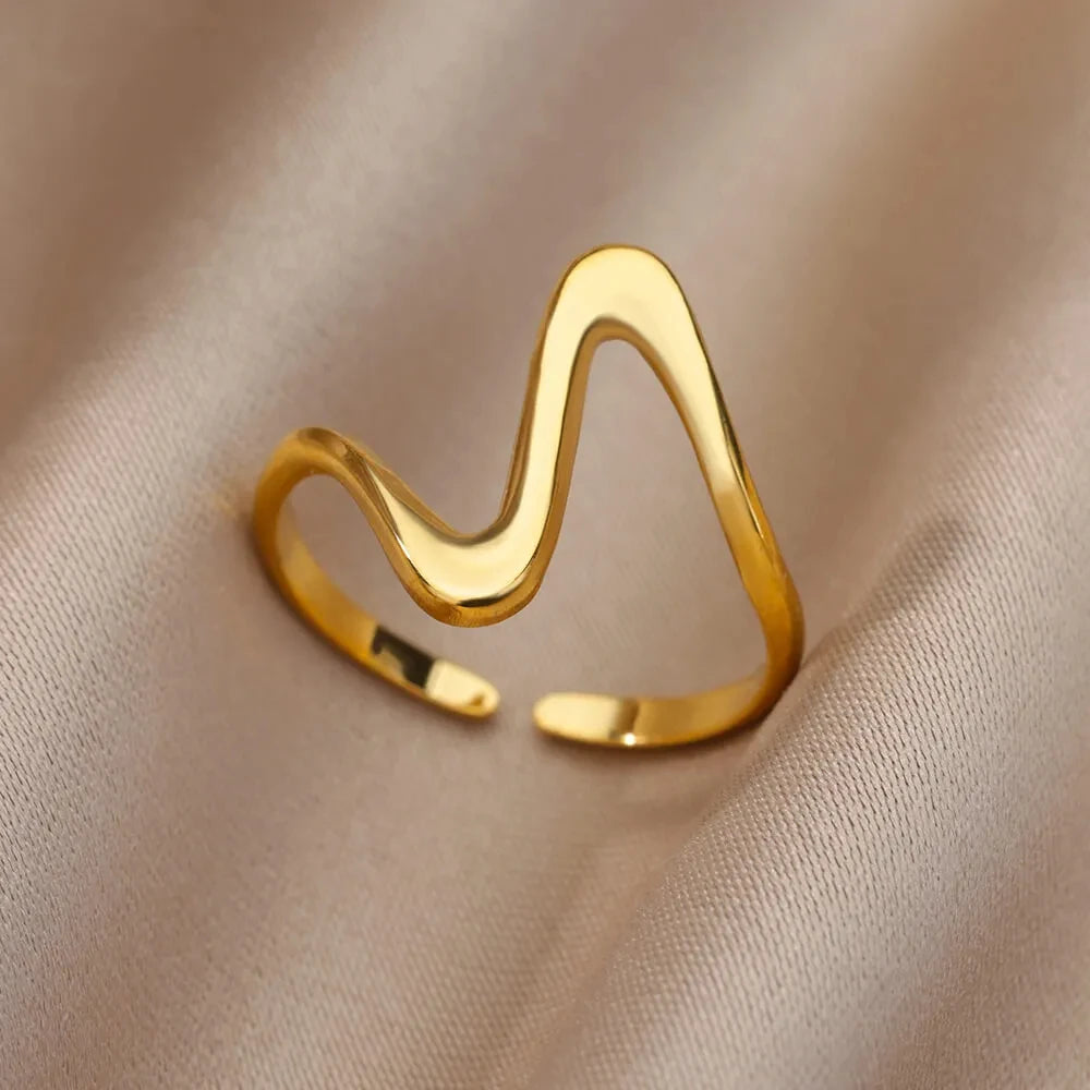 Gold Adjustable Statement Ring for Women – 316L Stainless Steel