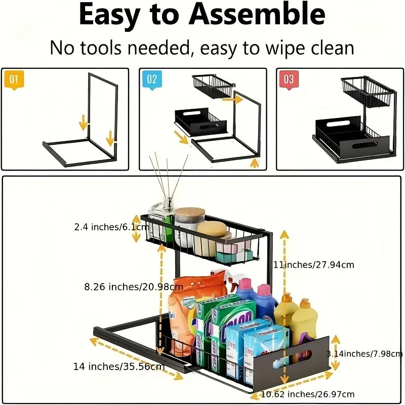2-Tier Sliding Under Sink Organizer