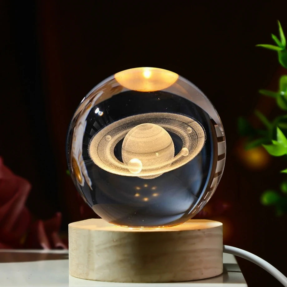 Crystal Ball 3D Saturn & Solar System LED Night Light