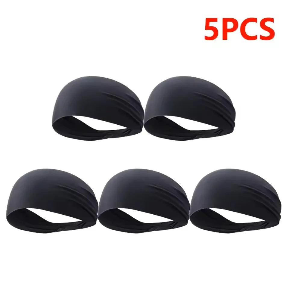 5-Pack Quick-Dry Sports Headbands – Breathable & Non-Slip
