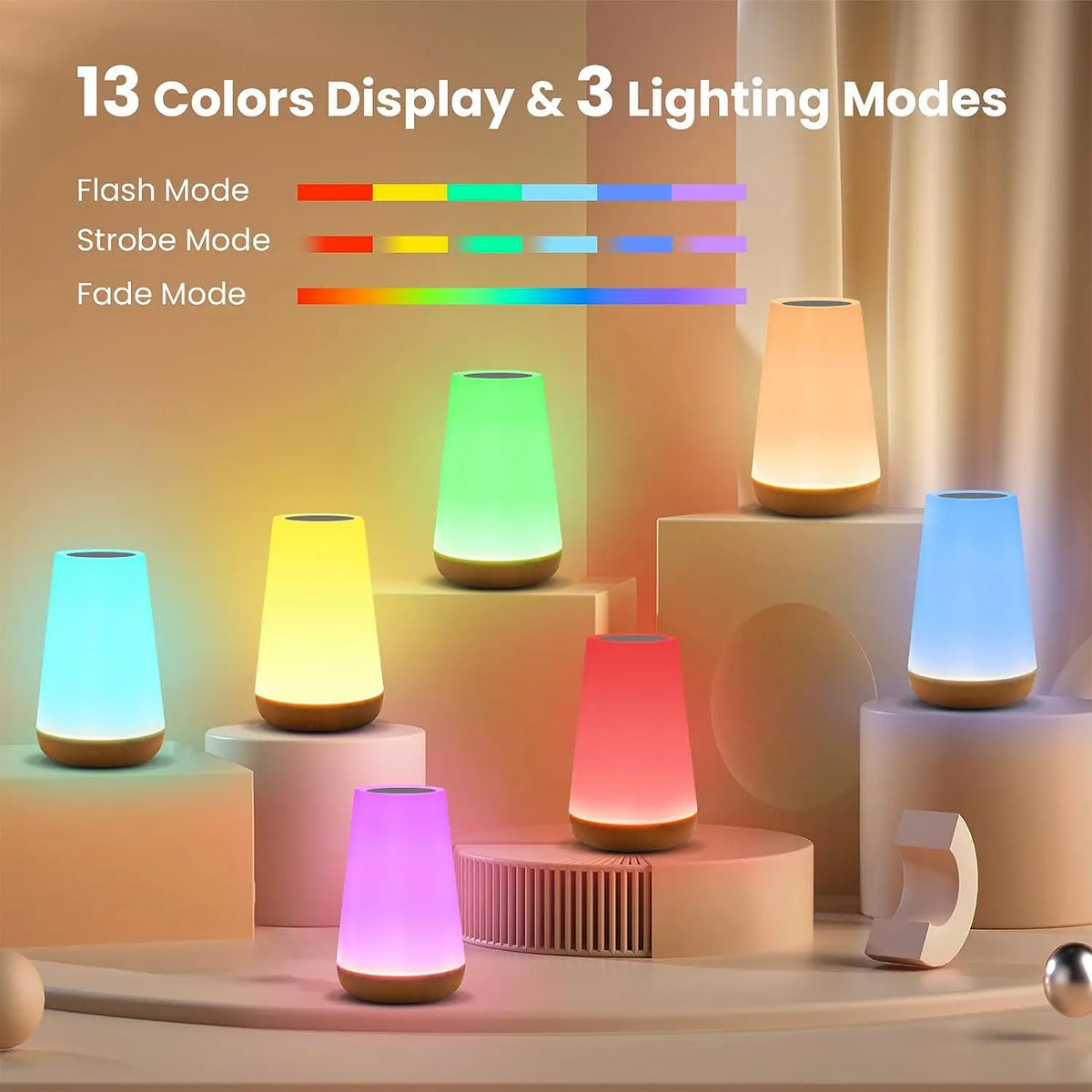 Rechargeable 13-Color RGB Touch Night Light