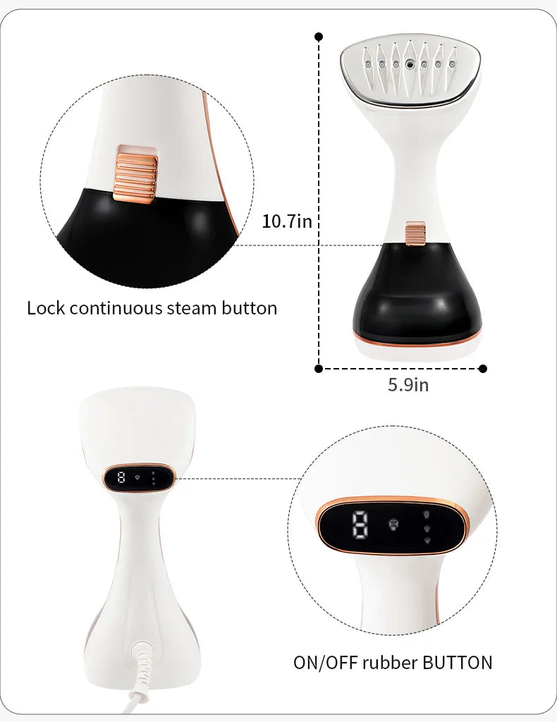 1800W Handheld Garment Steamer with Touchscreen
