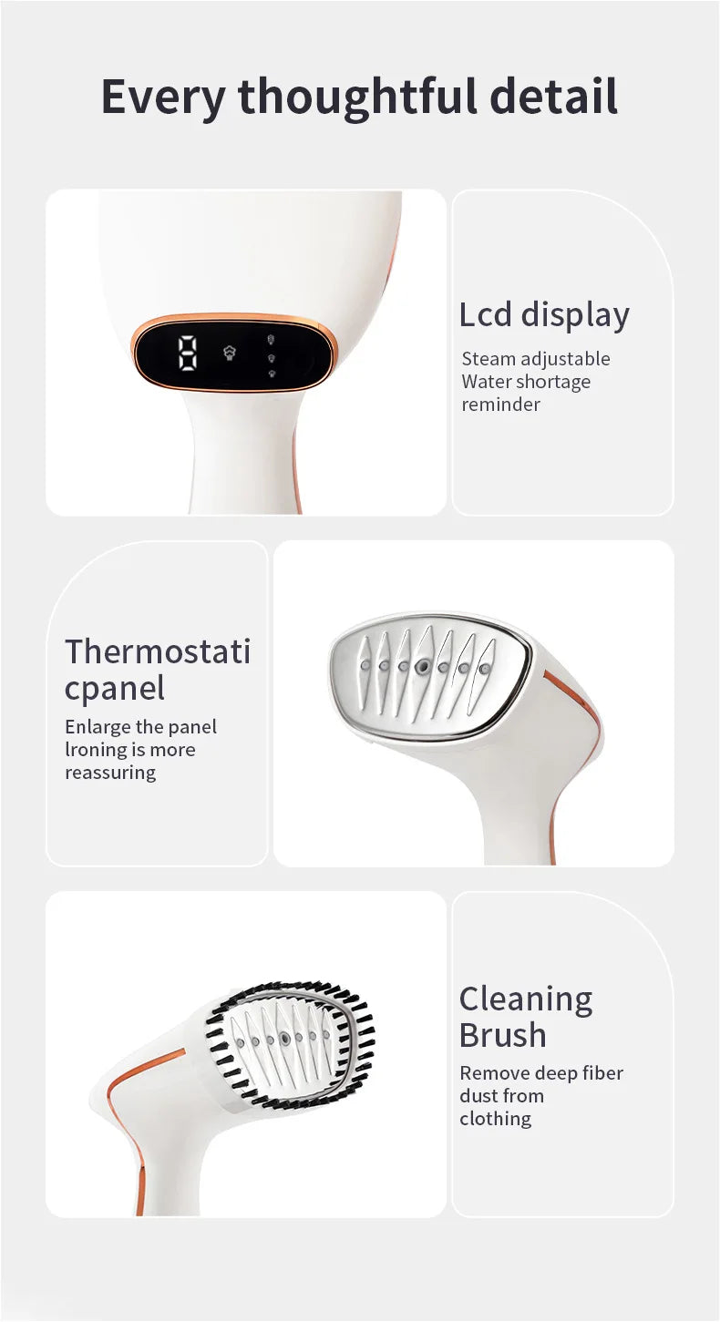 1800W Handheld Garment Steamer with Touchscreen