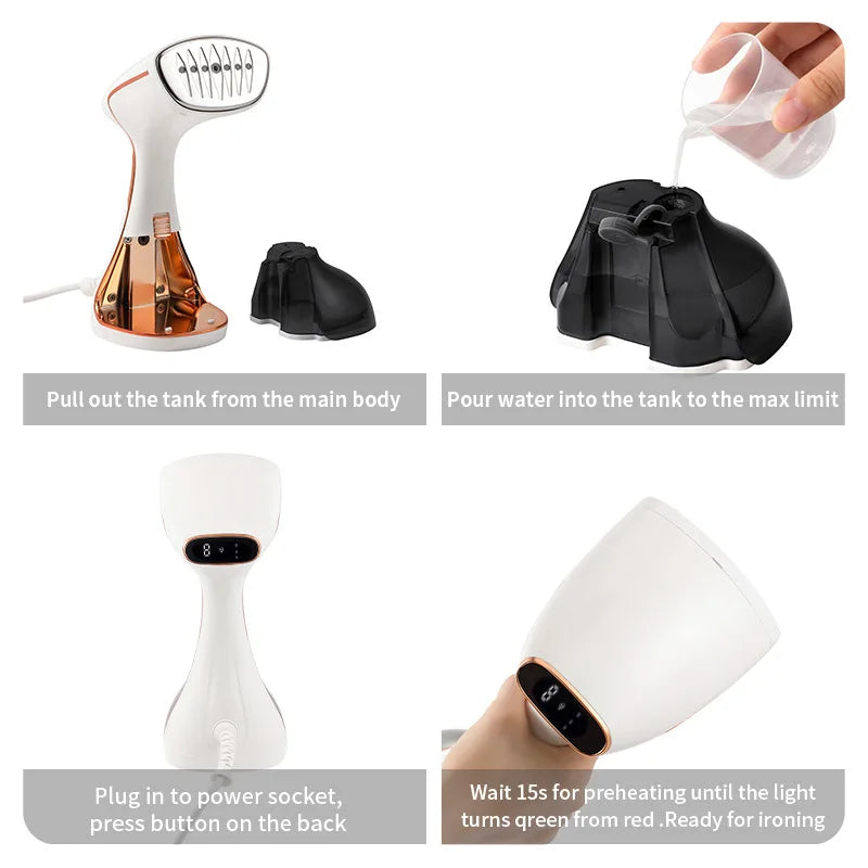 1800W Handheld Garment Steamer with Touchscreen