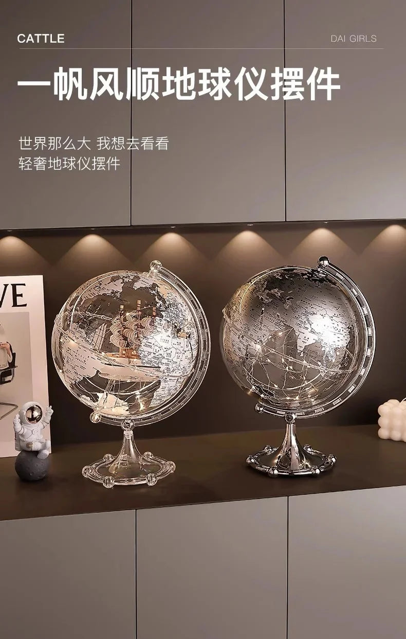 Luxury Globe & Sailboat Decorative Sculpture