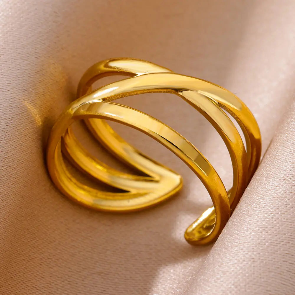Gold Adjustable Statement Ring for Women – 316L Stainless Steel